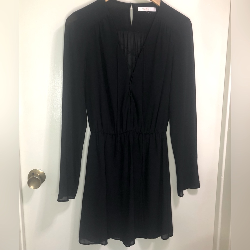 WAYF Long Sleeve Black Dress